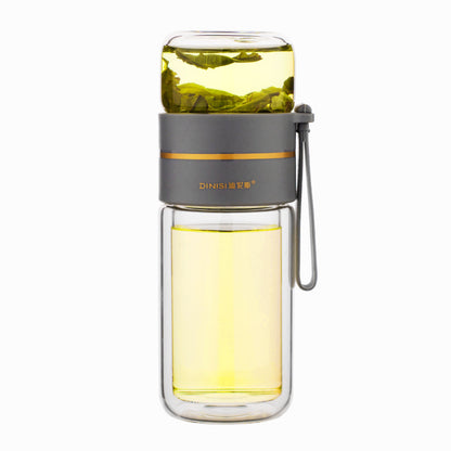 Glass water bottle with tea infuser filter, leak proof water bottle