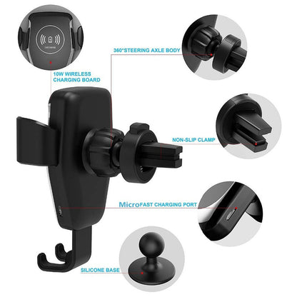 Gravity Qi wireless car charging mount, 10W fast charging