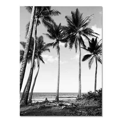 Nordic modern black &amp; white coastal landscape wall art