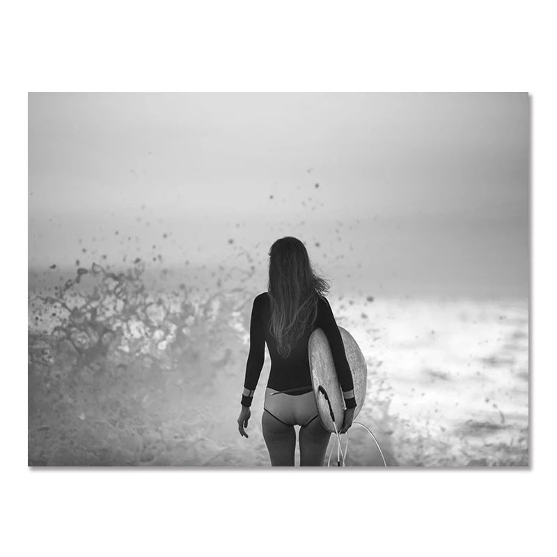 Nordic modern black &amp; white coastal landscape wall art