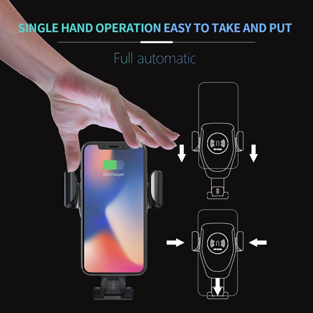 Gravity Qi wireless car charging mount, 10W fast charging