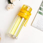 Glass water bottle with tea infuser filter, leak proof water bottle